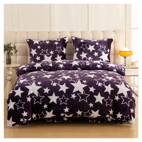 Mikroplyšové povlečení HVĚZDY fialové Rozměr povlečení: 2 ks 70 x 90 cm | 200 x 220 cm