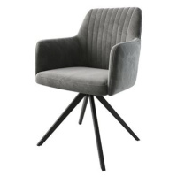 DELIFE Otočná židle Greg-Flex šedý samet křížová podnož zaoblená otočná černá