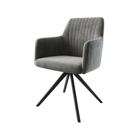 DELIFE Otočná židle Greg-Flex šedý samet křížová podnož zaoblená otočná černá