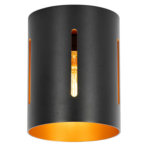 Designové stropní svítidlo černé se zlatým vnitřkem - Yana QAZQA