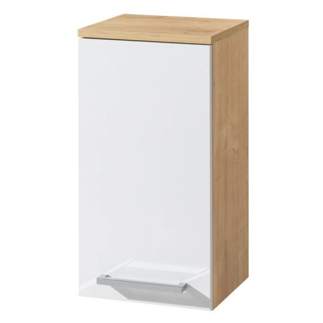 MEREO Bino koupelnová skříňka horní 63 cm, levá , bílá/dub CN675