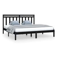 Rám postele černý masivní dřevo 200 × 200 cm, 3105274
