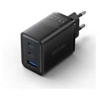 Vention 3-Port USB (C + C + A) GaN Charger (65W/65W/30W) EU-Plug Black