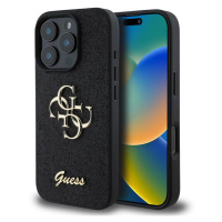 Guess PU Fixed Glitter 4G Metal Logo Zadní pro iPhone 16 Pro Max Black