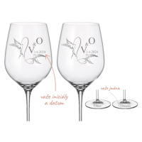 Dekorant svatby Svatební sklenice na bílé víno holubice 480 ml 2KS