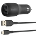 Belkin nabíječka do auta 2xUSB-A, 24W, černá + kabel microUSB - USB-A - CCE002bt1MBK
