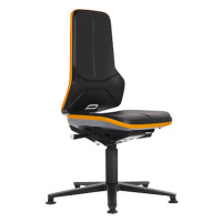 bimos Pracovní otočná židle NEON, patky, synchronní mechanika, koženka, oranžový flexibilní pás