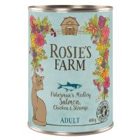Výhodné balení Rosie's Farm Adult 12 x 400 g - losos a kuřecí s krevetami