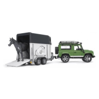 BRUDER 02592 Land Rover Defender s přepravníkem na koně a koníkem