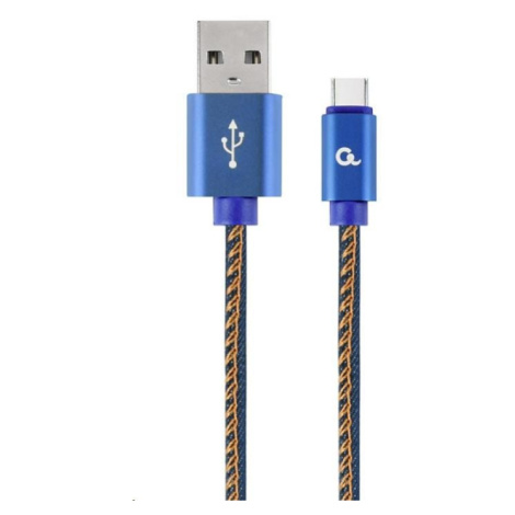 GEMBIRD Kabel USB 2.0 AM na Type-C kabel (AM/CM), 2m, opletený, jeans, blister, PREMIUM QUALITY