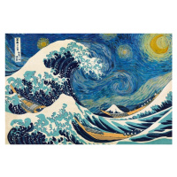 Plakát, Obraz - Kacušika Hokusai ft. van Gogh - Vlna, (91.5 x 61 cm)