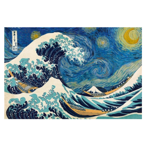 Plakát, Obraz - Kacušika Hokusai ft. van Gogh - Vlna, Vincent van Gogh, 91.5 × 61 cm