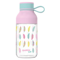 QUOKKA - Plastová láhev Ice Kids s poutkem Feathers 430 ml