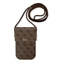 Guess PU 4G Metal Logo Script Phone Bag Brown