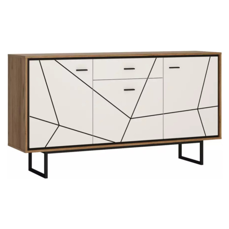 Komoda Brolo BROK04 3D1S dub catania/černá perla/mdf bílý HG BAUMAX