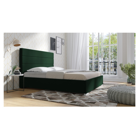Eka Čalouněná postel Coral - Kronos 90x200 cm Barva látky: Tmavě zelená (14), Úložný prostor: Be