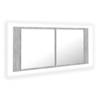 Shumee LED koupelnová skříňka se zrcadlem - betonově šedá 100 × 12 × 45 cm 804984