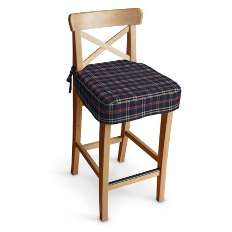 Dekoria Sedák na židli IKEA Ingolf - barová, kostka modro-červená, barová židle Ingolf, Quadro, 