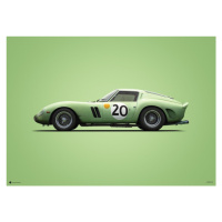 Umělecký tisk Ferrari 250 GTO - Green - 24h Le Mans - 1962, Automobilist, 70 × 50 cm