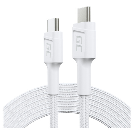 kabel bílé USB-C Typ C 2m Green Cell PowerStream s rychlo nabíjením Power-Delivery 60W, Ultra Ch