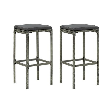 Barové stoličky s poduškami 2 ks šedé polyratan SHUMEE