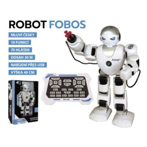 Robot RC FOBOS plast interaktivní chodící 40cm česky mluvící na baterie s USB v krabici 31x45x13 Teddies
