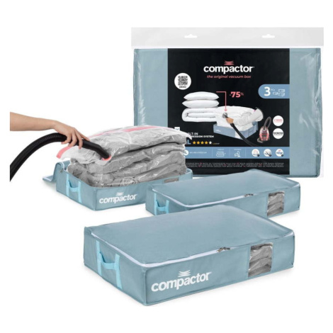 Vakuové plastové úložné boxy pod postel v sadě 3 ks 65x45x15,5 cm Blue Edition – Compactor