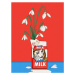 Ilustrace Snowdrops in Spilled Milk Carton Retro Illustration, Retrodrome, 30 × 40 cm