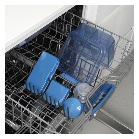 Sistema Dělený svačinový box Ocean Bound Bento Cube s nádobou na jogurt a 2 tácky 1,25 l, modrá