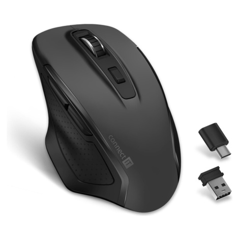 CONNECT IT Dual SmartSwitch bezdrátová myš, USB-A + C (+1x AA baterie zdarma) šedá CMO-3100-GY Č