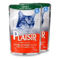 Plaisir Cat kapsička hovězí + krocan 22 × 100 g