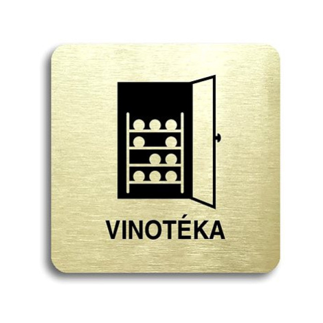 Accept Piktogram "vinotéka" (80 × 80 mm) (zlatá tabulka - černý tisk bez rámečku)