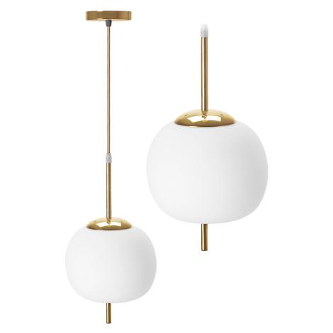 Toolight Závěsná stropní lampa Skleněná koule bílé zlato APP669-1CP