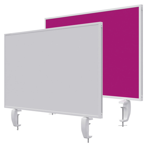 magnetoplan Dělicí stěna na stůl VarioPin, bílá tabule/plsť, šířka 800 mm, růžová