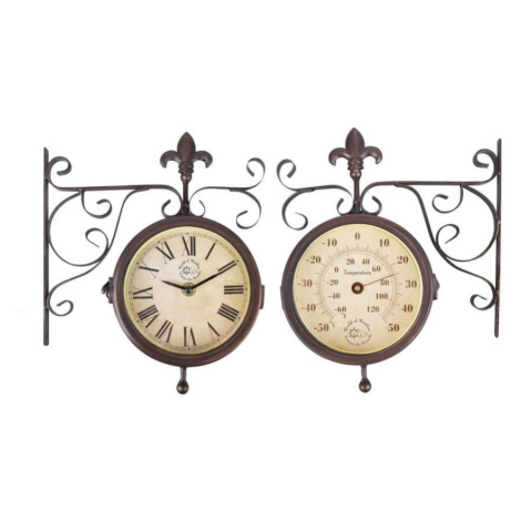 Venkovní nástěnné hodiny s teploměrem Esschert Design Rustic