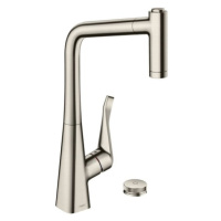 Dřezová baterie Hansgrohe Metris s vytahovací sprškou, 2 proudy vzhled nerezu 73806800