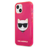 Pouzdro Karl Lagerfeld TPU Choupette Head iPhone 13 mini Fluo růžové