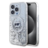 Karl Lagerfeld Liquid Glitter Choupette Head MagSafe Zadní Kryt pro iPhone 15 Pro Transparent