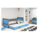 Dětská postel s výsuvnou postelí RICO 200x90 cm Šedá Bílá