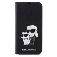 Karl Lagerfeld PU Saffiano Karl and Choupette NFT flipové pouzdro pro iPhone 14 Pro Max černé