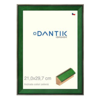 DANTIK rámeček 21 × 29,7, INCLINATA colori zelený sklo čiré