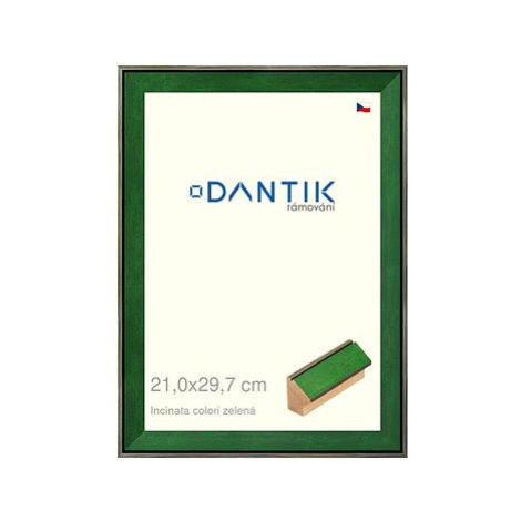 DANTIK rámeček 21 × 29,7, INCLINATA colori zelený sklo čiré