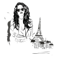 Ilustrace Fashion girl in sketch-style, Verlen4418, 40x40 cm