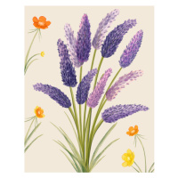 Ilustrace Purple flower, Bohonewart, 30x40 cm