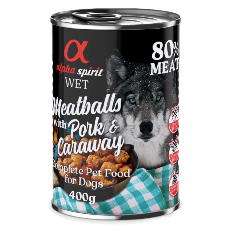 Alpha spirit Dog Meatballs 6 × 400 g - vepřové s kmínem