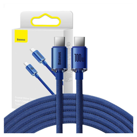 Baseus Crystal Shine kabel USB-C na USB-C, 100 W, 1,2 m (modrý)
