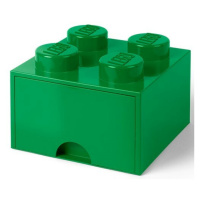 LEGO® úložný box 4 - se zásuvkou tmavě zelená 250 x 250 x 180 mm