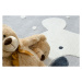 Dětský koberec YOYO EY81 kruh šedý / bílý - medvěd, hory