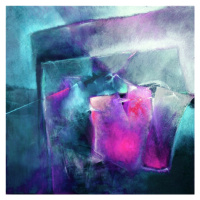 Ilustrace another moment on another day - pink and turquoise, Annette Schmucker, (40 x 40 cm)