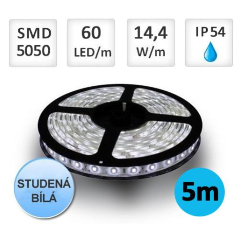 LED21 LED pásek 5m 14,4W/m 60ks/m 5050 Studená bílá voděodolný